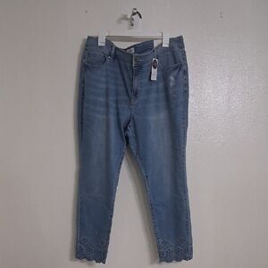 Lane Bryant Light Blue Cropped Jeans with Lace Hem